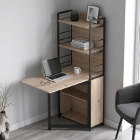Стол книжка с этажеркой Практик 2 Ferrum-decor 1555x640x990 Черный металл ДСП Дуб Сан-Марино 16 мм (FRD-104626)