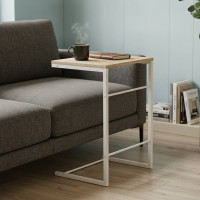 Столик приставний Террі Ferrum-decor 650x440x330 Білий метал ДСП Дуб Сан-Марино 16 мм (FRD-104656)