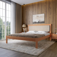 Полуторне дерев'яне ліжко Mebigrand Пекін П4 Яблуня/Аляска 23 (Бежевий) 120х200 см (MBG-18685)