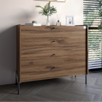 Комод с 4 ящиками LION Wood с черными ножками 100х90х45 см Дуб Ливорно (LION-042979)