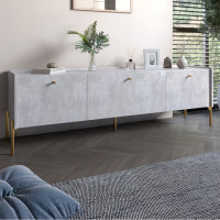 Тумба під телевізор на 3 шухляди LION Wood з золотими ніжками 180x50x40 см Бетон style (LION-042988)