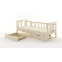 Дитяче ліжко Mebigrand Каріна Айворі (S0505Y30R) 70х200 см із заднім бортиком та ящиками (MBG-2528)