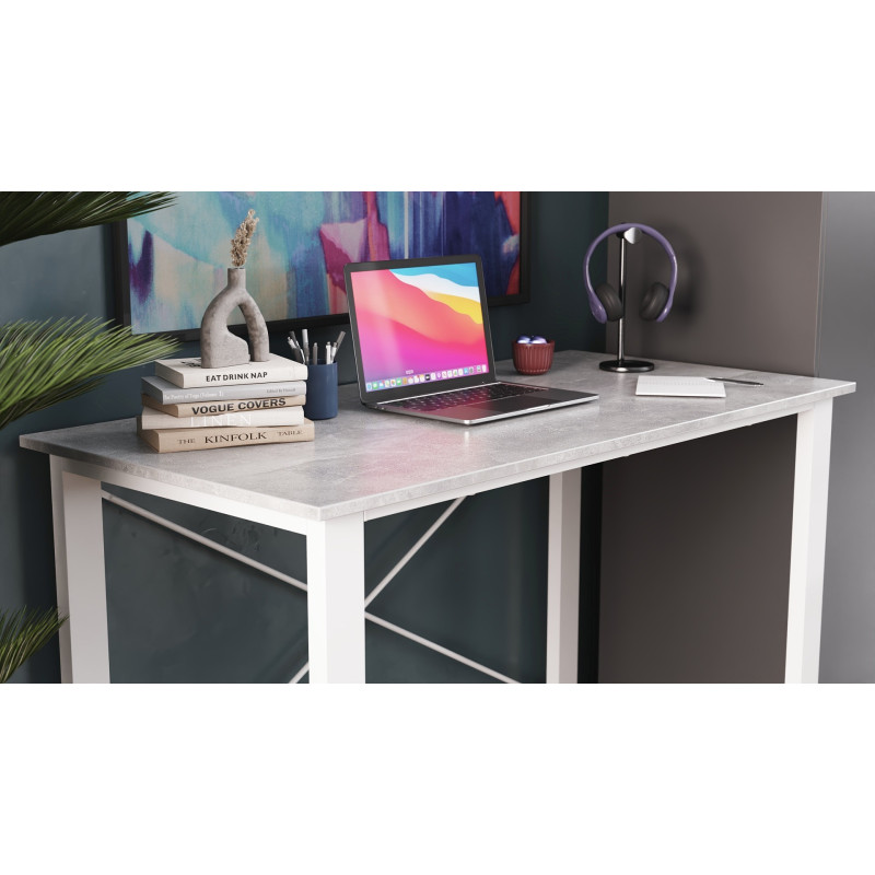 Письмовий стіл Ferrum-decor Драйв 750x1000x600 Білий метал ДСП Бетон 16 мм (FRD-103107)