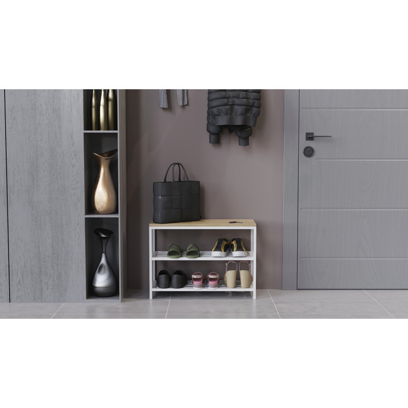 Банкетка універсальна Ferrum-decor Слайм 45x63x26 білий ДСП Дуб Сонома 16мм (FRD-104077)