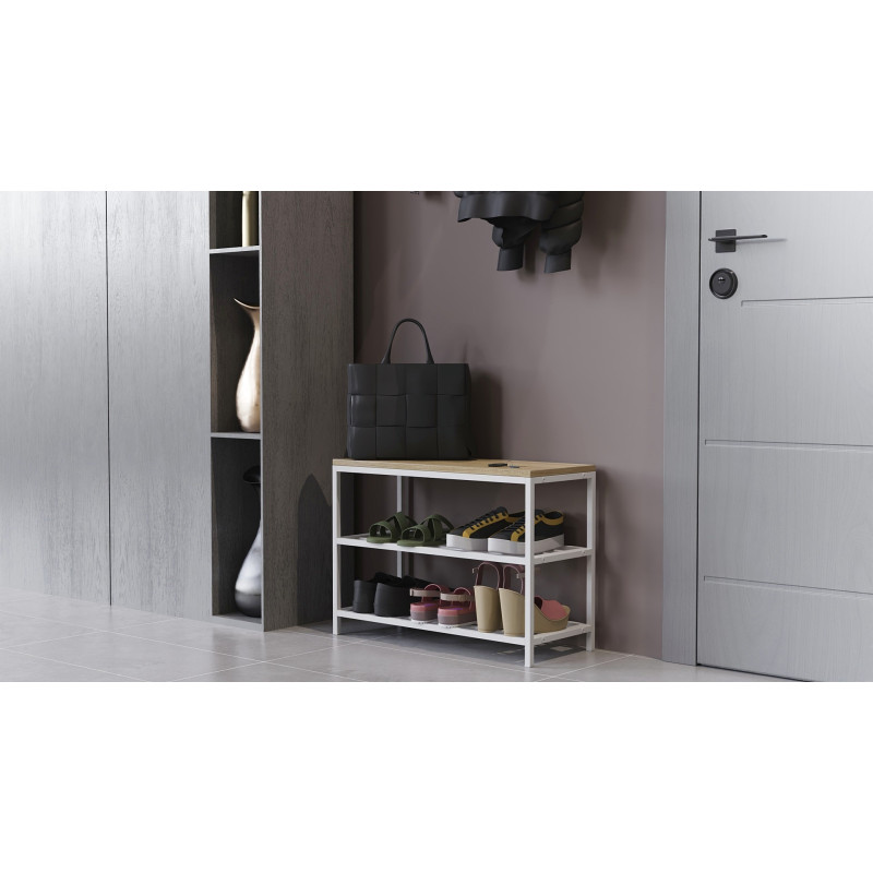 Банкетка універсальна Ferrum-decor Слайм 45x63x26 білий ДСП Дуб Сонома 16мм (FRD-104077)