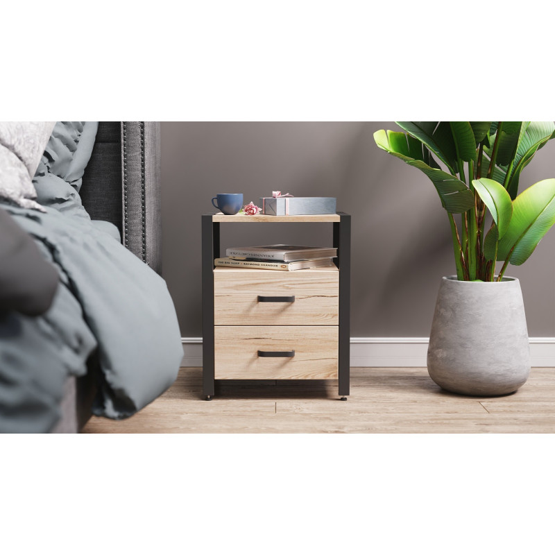 Тумба універсальна Ferrum-decor Вів'єн 2/2 50x41x40 чорний ДСП Дуб Сан-Марино 16мм (FRD-104157)