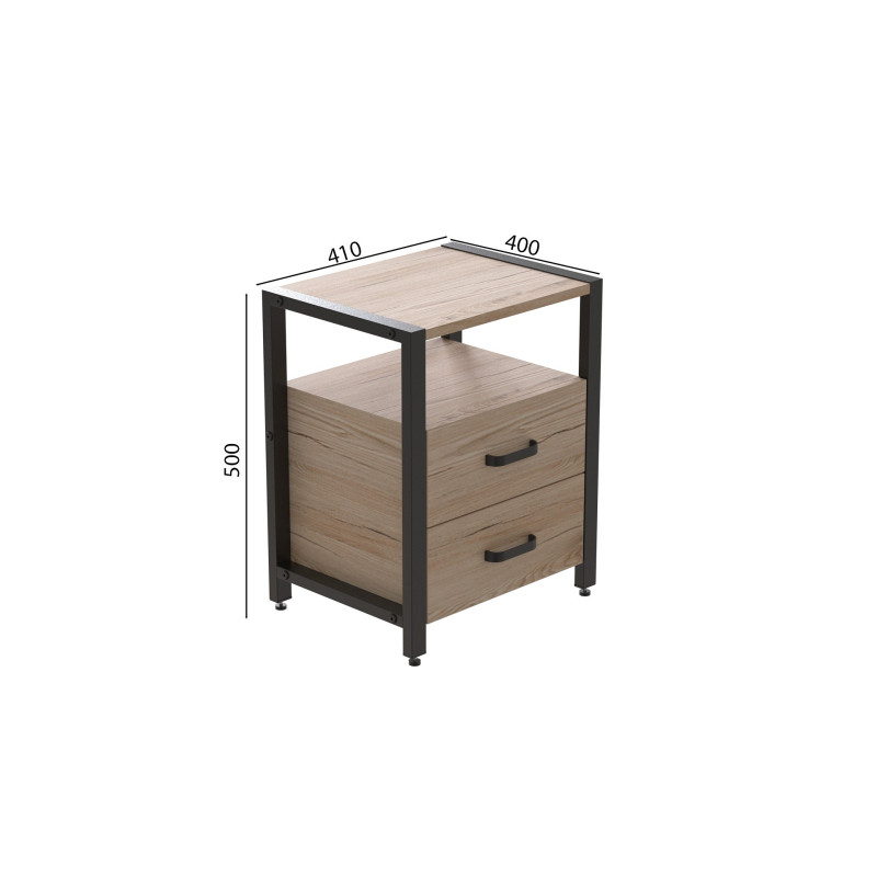 Тумба універсальна Ferrum-decor Вів'єн 2/2 50x41x40 чорний ДСП Дуб Сан-Марино 16мм (FRD-104157)