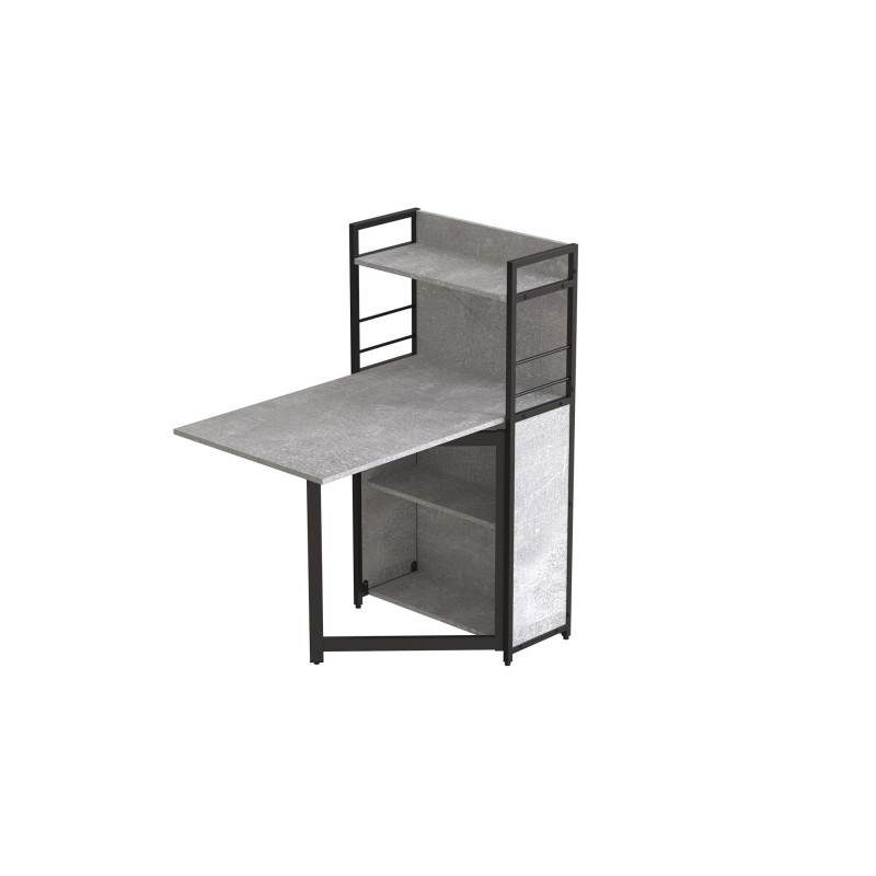 Стол книжка с этажеркой Практик 1 Ferrum-decor 1200x640x990 Черный металл ДСП Бетон 16 мм (FRD-104617)