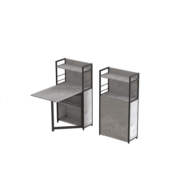Стол книжка с этажеркой Практик 1 Ferrum-decor 1200x640x990 Черный металл ДСП Бетон 16 мм (FRD-104617)