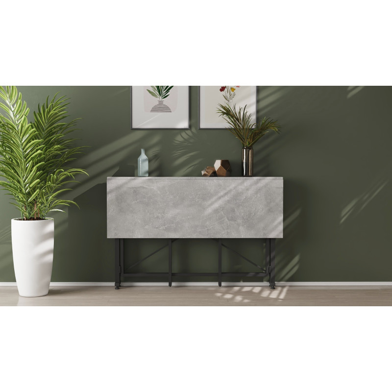 Стол-книжка трансформер Орион 3 Ferrum-decor 750x1150x880 Черный металл ДСП Бетон 16 мм (FRD-105087)