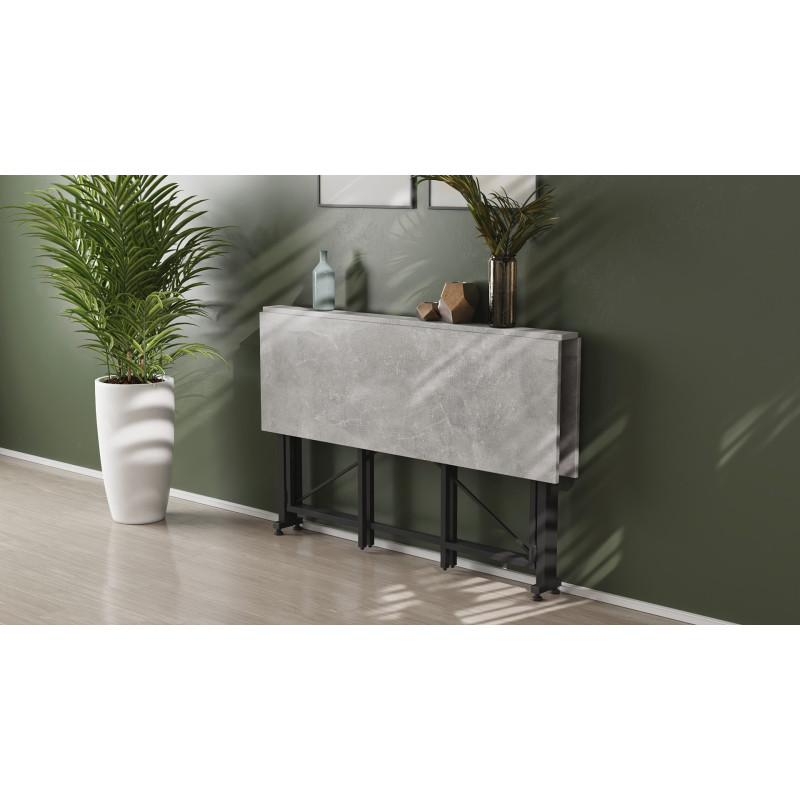 Стол-книжка трансформер Орион 3 Ferrum-decor 750x1150x880 Черный металл ДСП Бетон 16 мм (FRD-105087)