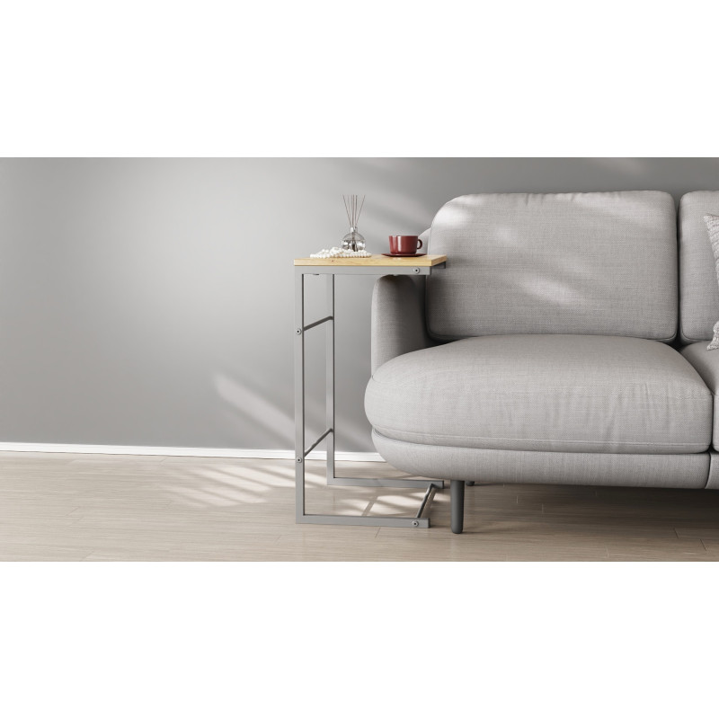Столик приставний Террі Ferrum-decor 650x440x330 Сірий метал ДСП Дуб Артизан 16 мм (FRD-104667)
