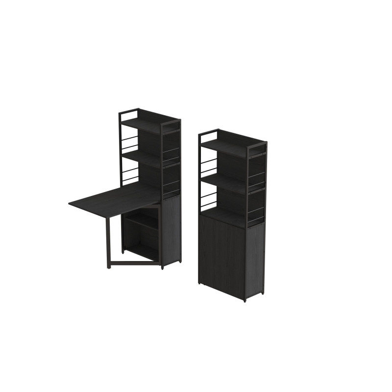 Стол книжка с этажеркой Практик 2 Ferrum-decor 1555x640x990 Черный металл ДСП Сосна Кембра 16 мм (FRD-104627)