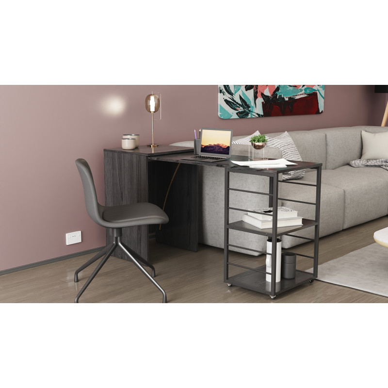 Стол-тумба трансформер Смарт 2/1 Ferrum-decor 750x1450x500 Черный металл ДСП Сосна Кембра 16 мм (FRD-105097)