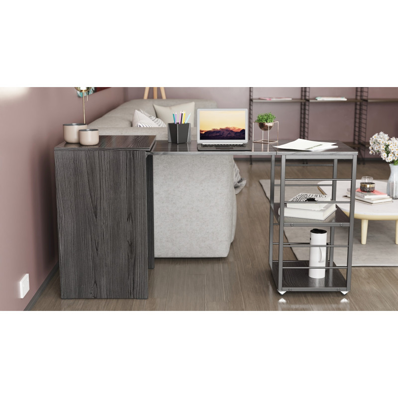 Стол-тумба трансформер Смарт 2/1 Ferrum-decor 750x1450x500 Черный металл ДСП Сосна Кембра 16 мм (FRD-105097)