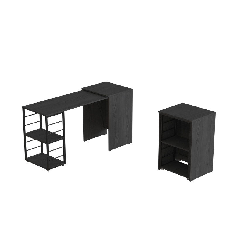 Стол-тумба трансформер Смарт 2/1 Ferrum-decor 750x1450x500 Черный металл ДСП Сосна Кембра 16 мм (FRD-105097)