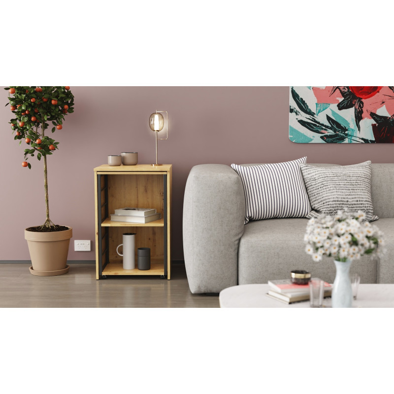 Стол-тумба трансформер Смарт 2/2 Ferrum-decor 750x1450x600 Черный металл ДСП Дуб Артизан 16 мм (FRD-105107)