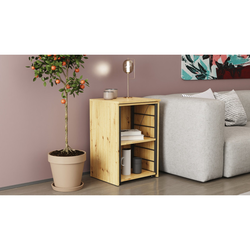 Стол-тумба трансформер Смарт 2/2 Ferrum-decor 750x1450x600 Черный металл ДСП Дуб Артизан 16 мм (FRD-105107)