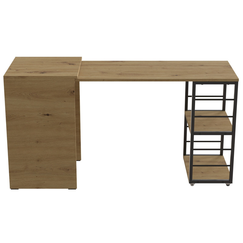 Стол-тумба трансформер Смарт 2/2 Ferrum-decor 750x1450x600 Черный металл ДСП Дуб Артизан 16 мм (FRD-105107)