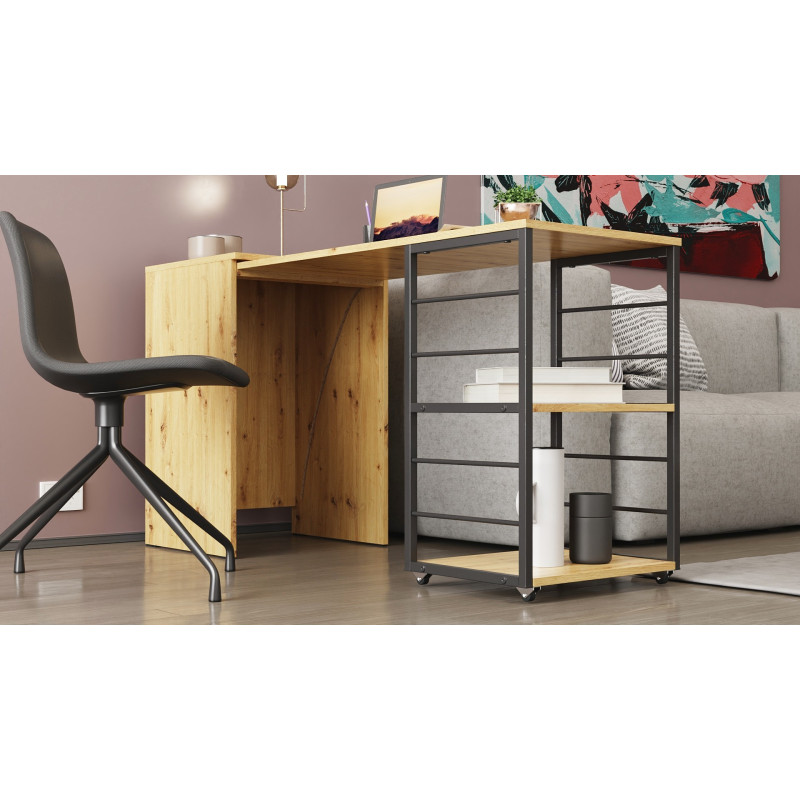 Стол-тумба трансформер Смарт 2/2 Ferrum-decor 750x1450x600 Черный металл ДСП Дуб Артизан 16 мм (FRD-105107)
