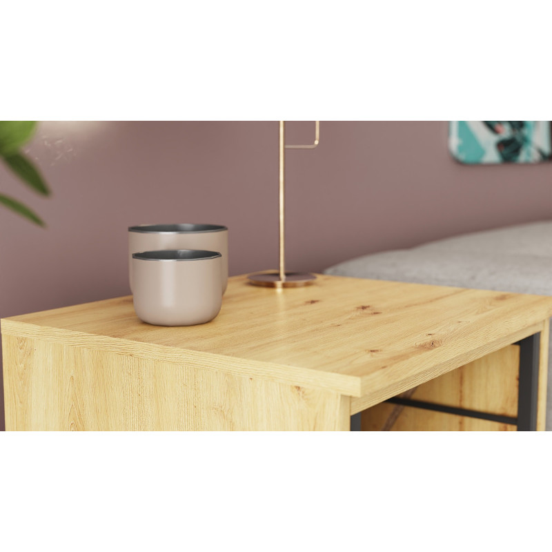 Стол-тумба трансформер Смарт 2/2 Ferrum-decor 750x1450x600 Черный металл ДСП Дуб Артизан 16 мм (FRD-105107)