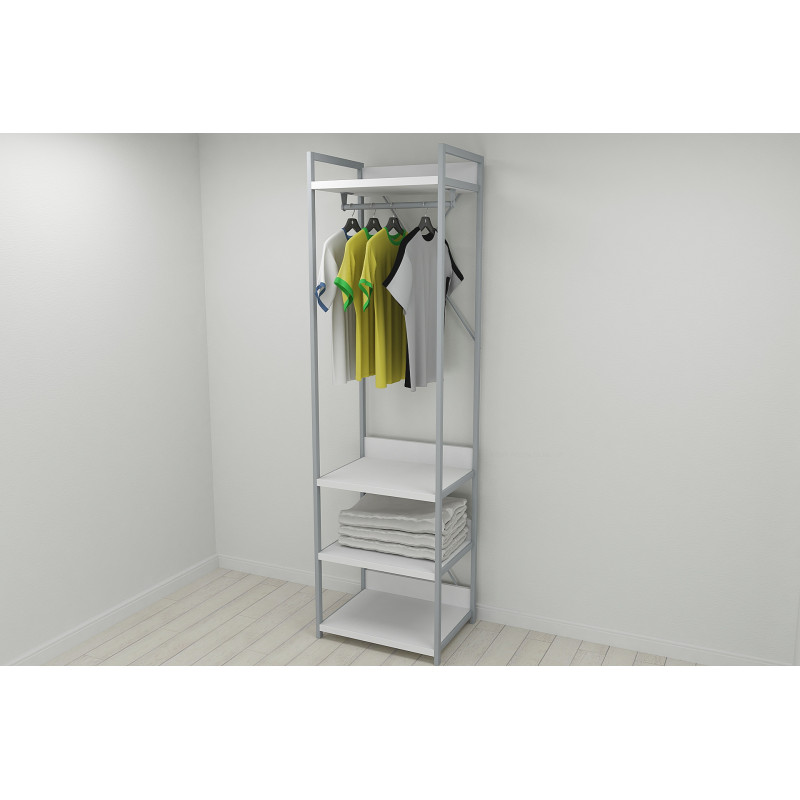 Шафа Гардероб Уні секція 3 серії Конект Ferrum-decor 220x60x50см Сірий метал ДСП Білий 32 мм (FRD-104527)