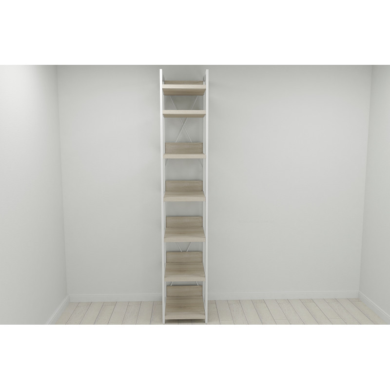 Шкаф Гардероб Уни секция 4 серии Конект Ferrum-decor 220x40x50см Белый металл ДСП Дуб Сонома 32 мм (FRD-104557)