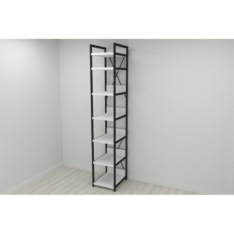 Шкаф Гардероб Уни секция 4 серии Конект Ferrum-decor 220x40x50см Черный металл ДСП Белый 32 мм (FRD-104547)