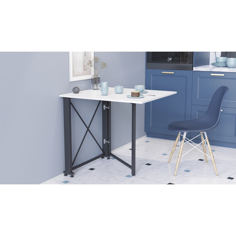 Стол-книжка трансформер Орион 1 Ferrum-decor 750x810x730 Черный металл ДСП Белое 16 мм (FRD-104597)