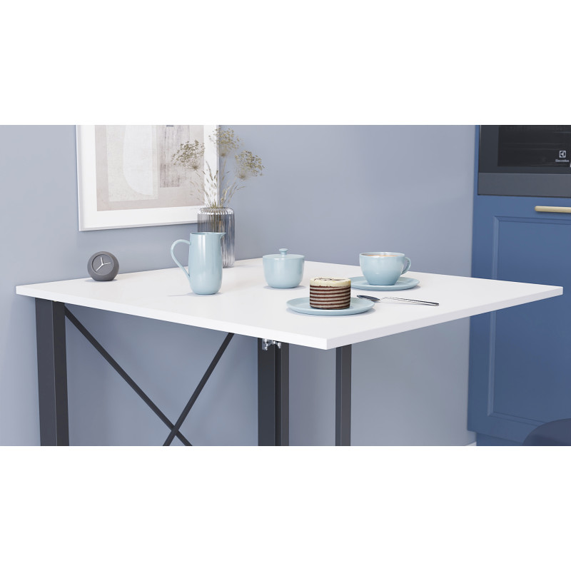 Стол-книжка трансформер Орион 1 Ferrum-decor 750x810x730 Черный металл ДСП Белое 16 мм (FRD-104597)