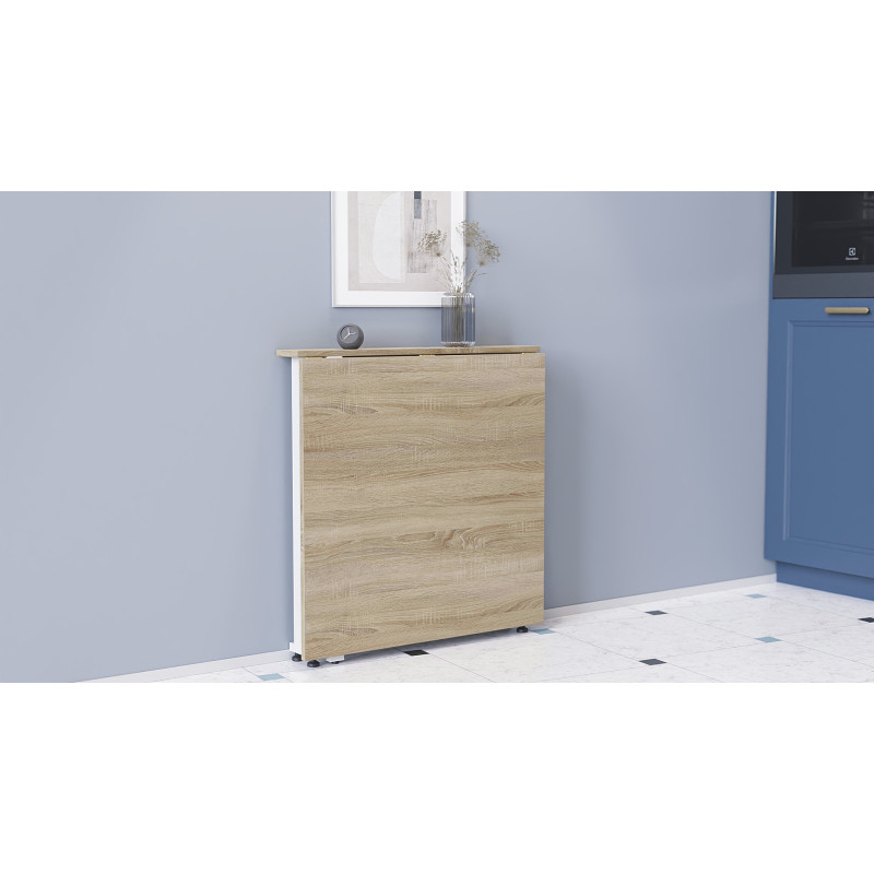 Стол-книжка трансформер Орион 1 Ferrum-decor 750x810x730 Белый металл ДСП Дуб Сонома 16 мм (FRD-104607)
