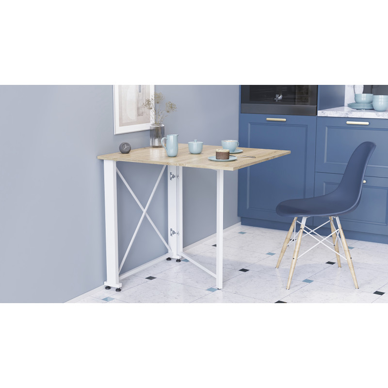 Стол-книжка трансформер Орион 1 Ferrum-decor 750x810x730 Белый металл ДСП Дуб Сонома 16 мм (FRD-104607)