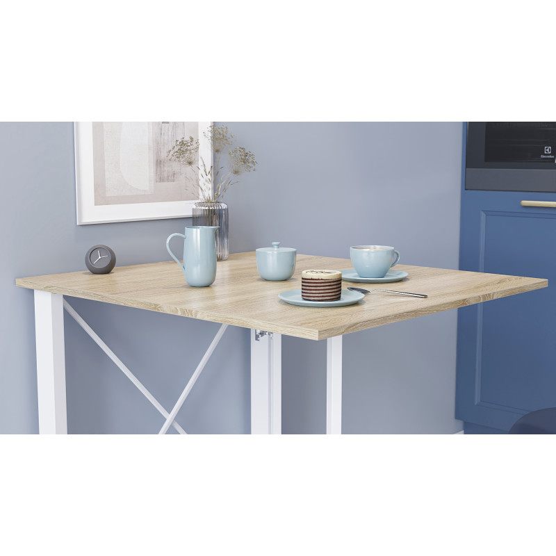 Стол-книжка трансформер Орион 1 Ferrum-decor 750x810x730 Белый металл ДСП Дуб Сонома 16 мм (FRD-104607)