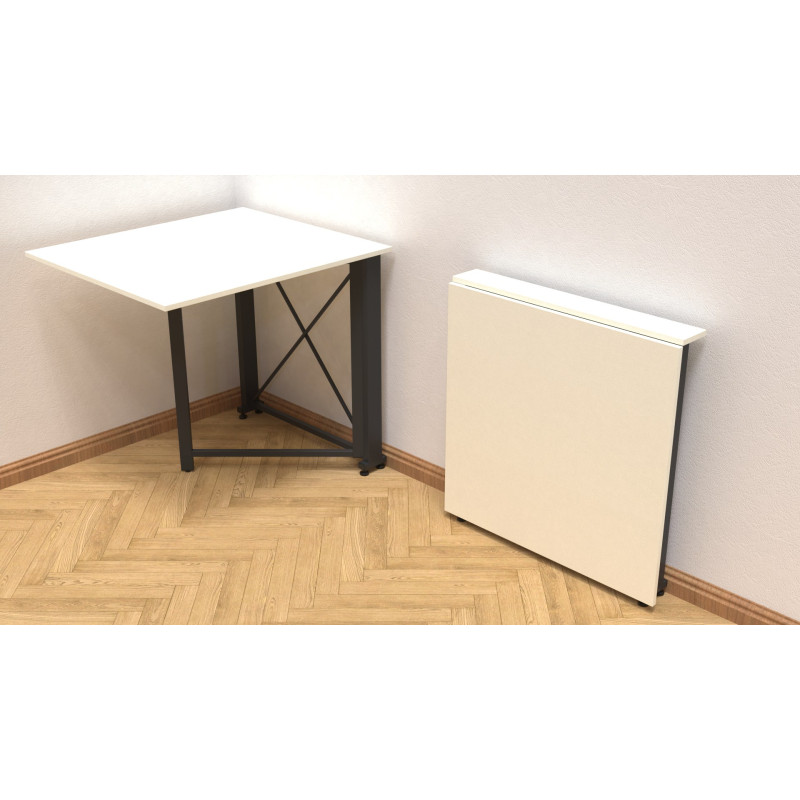Стол-книжка трансформер Орион 1 Ferrum-decor 750x810x730 Черный металл ДСП Белое 16 мм (FRD-104597)