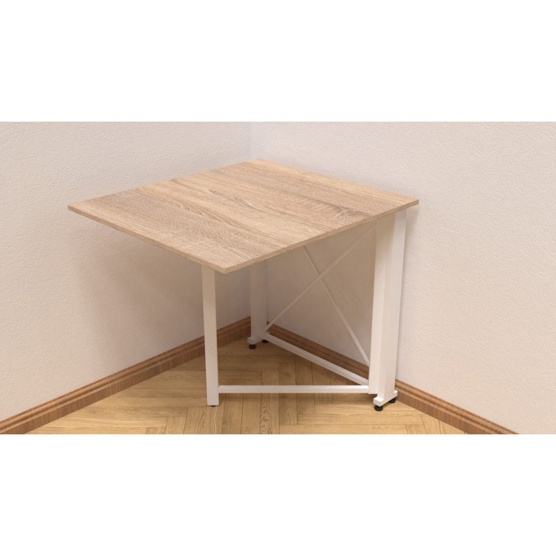Стол-книжка трансформер Орион 1 Ferrum-decor 750x810x730 Белый металл ДСП Дуб Сонома 16 мм (FRD-104607)