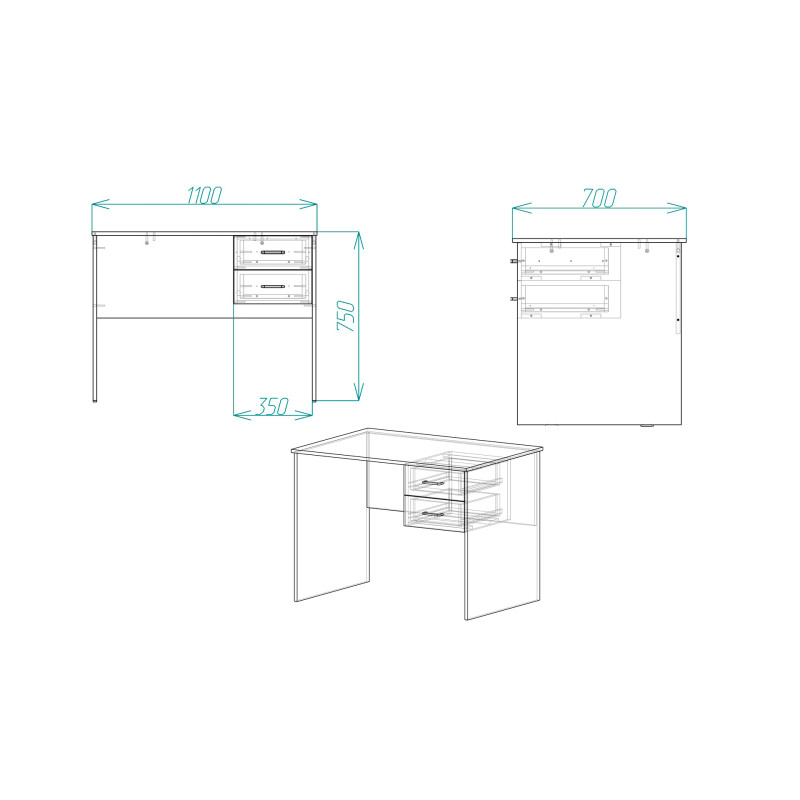 Стол компьютерный Винсент Ferrum-decor 750x1100x700 ДСП Дуб Сан-Марино 16 мм (FRD-104807)