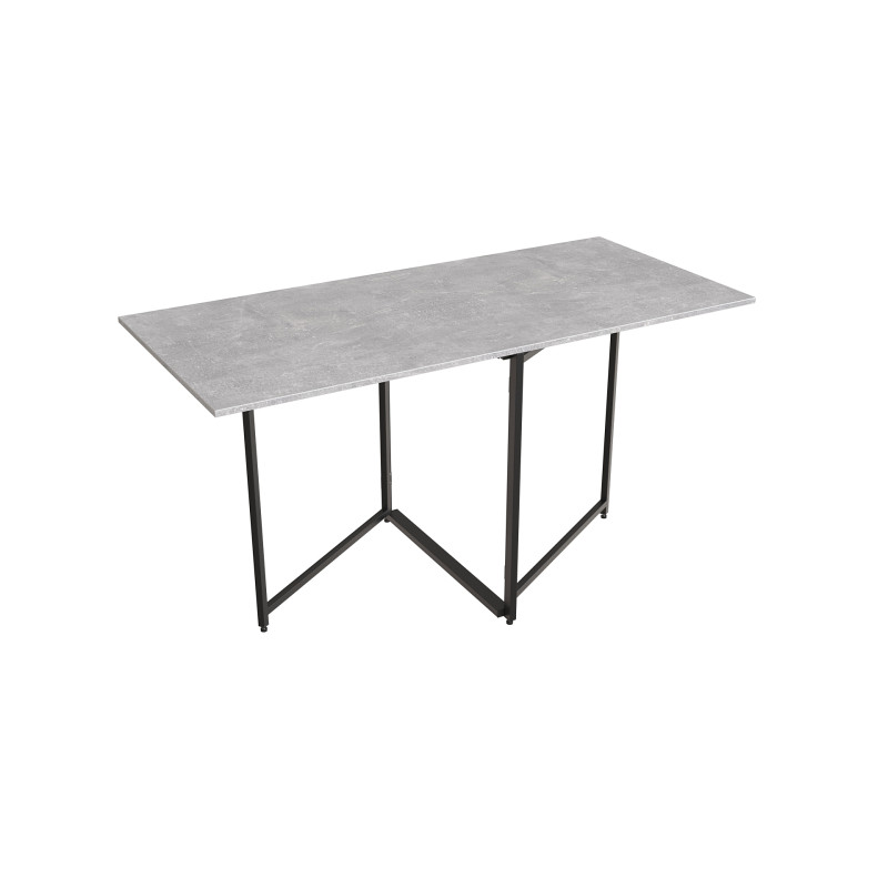 Стол трансформер книга Панама Ferrum-decor 75x148x68 Черный металл ДСП Бетон 16 мм (FRD-106825)