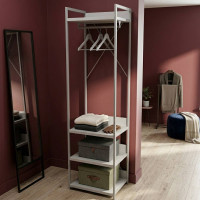 Шафа Гардероб Уні секція 3 серії Конект Ferrum-decor 220x60x50см Сірий метал ДСП Білий 32 мм (FRD-104527)