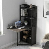 Стол книжка с этажеркой Практик 2 Ferrum-decor 1555x640x990 Черный металл ДСП Сосна Кембра 16 мм (FRD-104627)