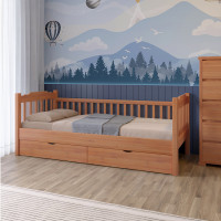 Дитяче ліжко Mebigrand Каріна-2 Яблуня 90х190 см із заднім бортиком та ящиками (MBG-16546)