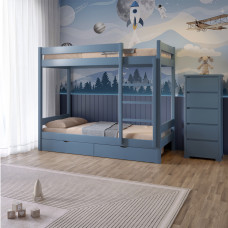 Двоярусне дитяче ліжко Mebigrand Атланта Міні Сіро-синій (S7010R90B) 90х190 см з ящиками (MBG-15364)