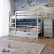 Двоярусне дитяче ліжко Mebigrand Соня Білий (RAL9003) 90х190 см з ящиками (MBG-15202)