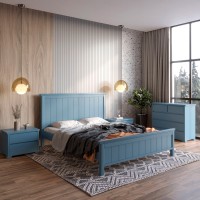 Двоспальне дерев'яне ліжко Mebigrand Вірджинія Сіро-синій (S7010R90B) 180х200 см (MBG-3257)