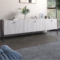 Тумба під телевізор на 3 шухляди LION Wood з чорними ніжками 180x50x40 см Самоа Димчастий (LION-043104)