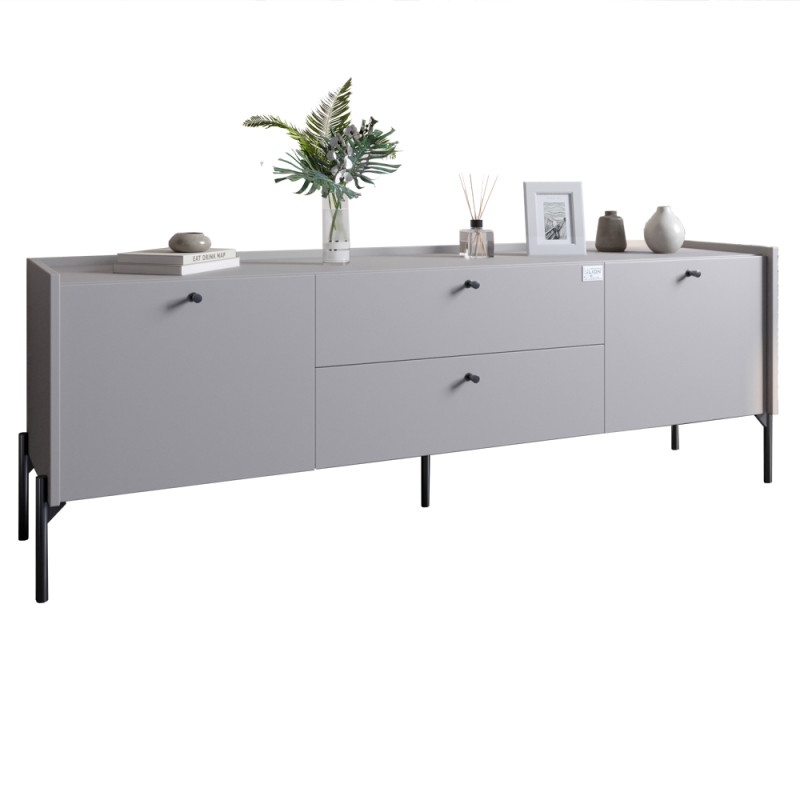Тумба под телевизор с ящиками LION Wood с черными ножками 160x40x65 см Кашемир (LION-043131)