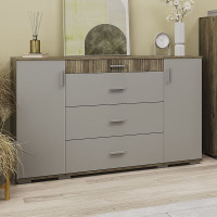 Комод 2Д4Ш Сокме Марк 150x91,2x37 Шиншила Сіра/Дуб флагшток (SKM-081296)