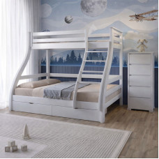 Двоярусне дитяче ліжко Mebigrand Аляска Білий (RAL9003) 120-80х190 см з ящиками (MBG-15064)
