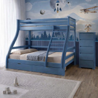 Двоярусне дитяче ліжко Mebigrand Аляска Синій (S 7010 R 90B) 120-80х200 см з ящиками (MBG-2266)
