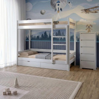 Двоярусне дитяче ліжко Mebigrand Атланта Міні Білий (RAL9003) 70х190 см з ящиками (MBG-2441)
