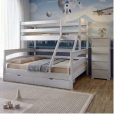 Двоярусне дитяче ліжко Mebigrand Чикаго Білий (RAL9003) 120-70х190 см з ящиками (MBG-15532)